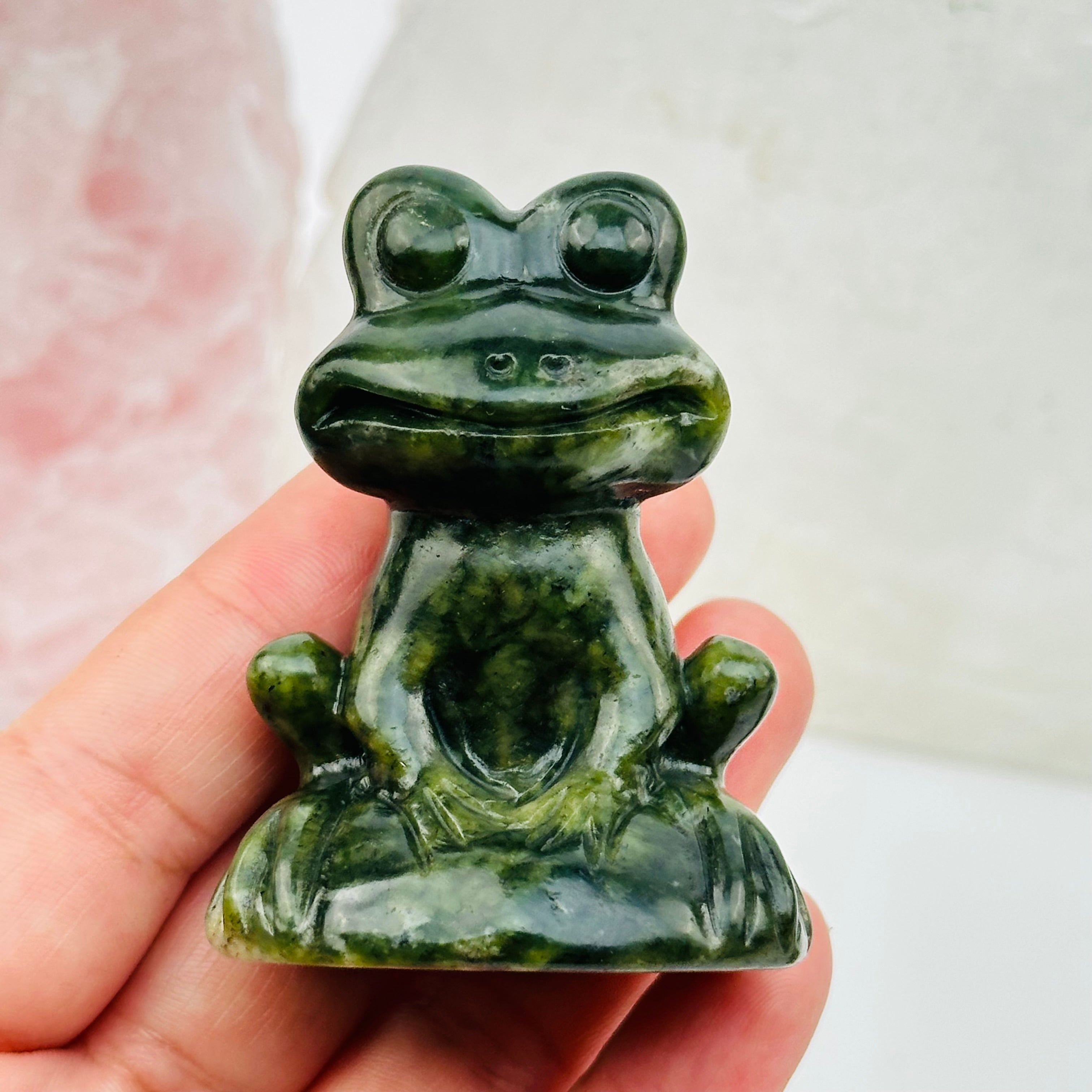 Green Jadeite Crystal Frog