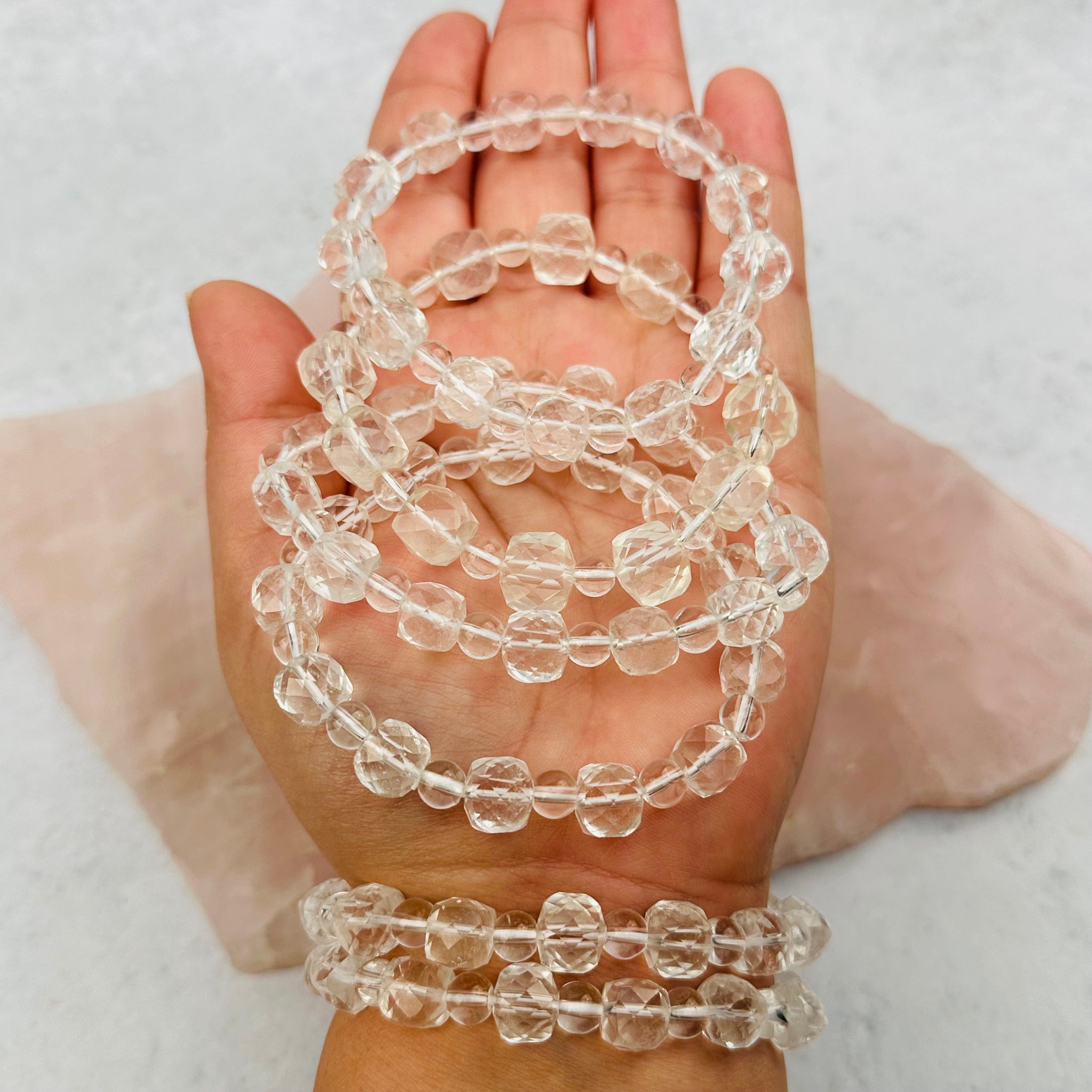 Crystal Quartz Faceted Bead Bracelet - Crystal Jewelry -