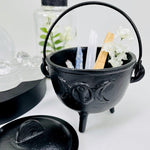 Cauldron with Triple Moon accent -- Christmas Decor