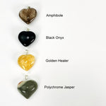 Gemstone Heart Pendants with Silver Toned Bail