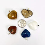 Gemstone Heart Pendants with Silver Toned Bail