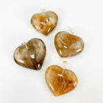 Gemstone Heart Pendants with Silver Toned Bail