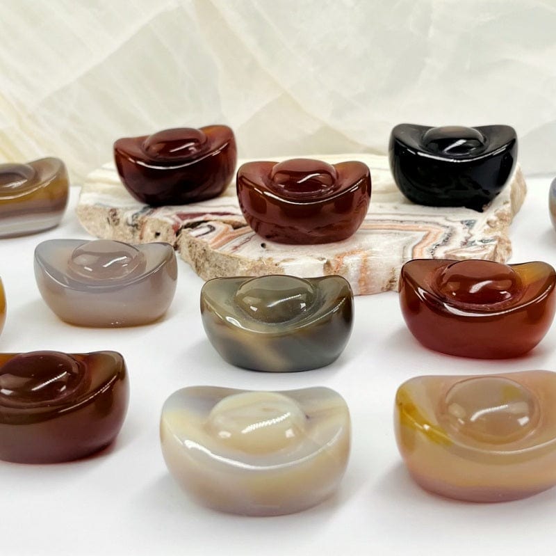 Carnelian Crystal Yuanbao - Carved Stone - Money Stone Healing Stones