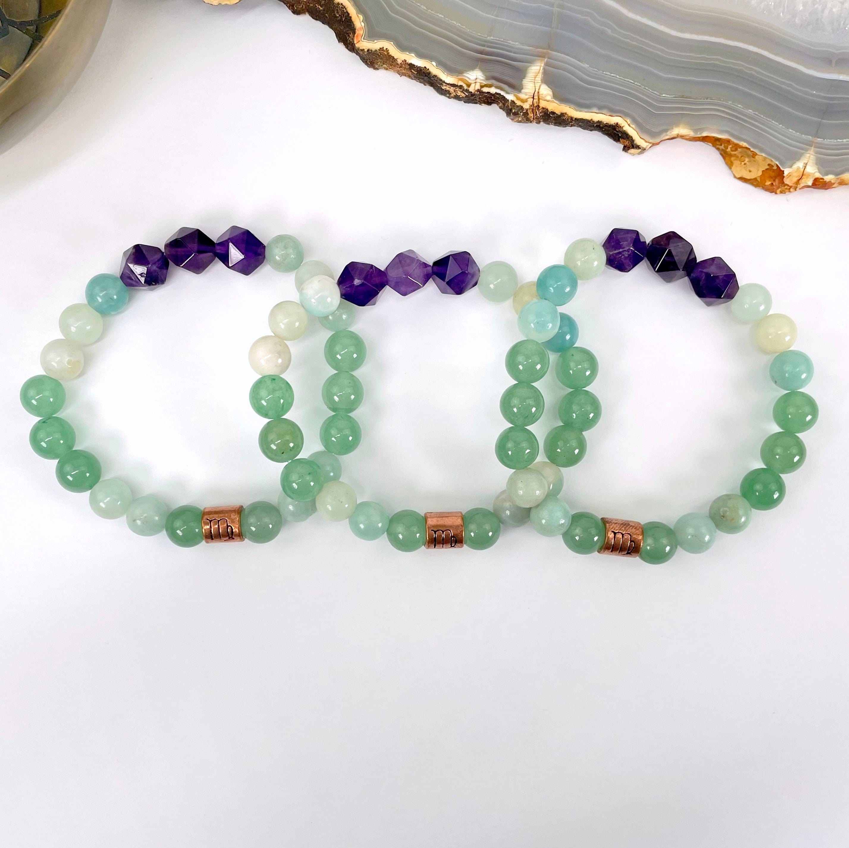 Virgo Zodiac Gemstone Crystal Stretch Bracelet