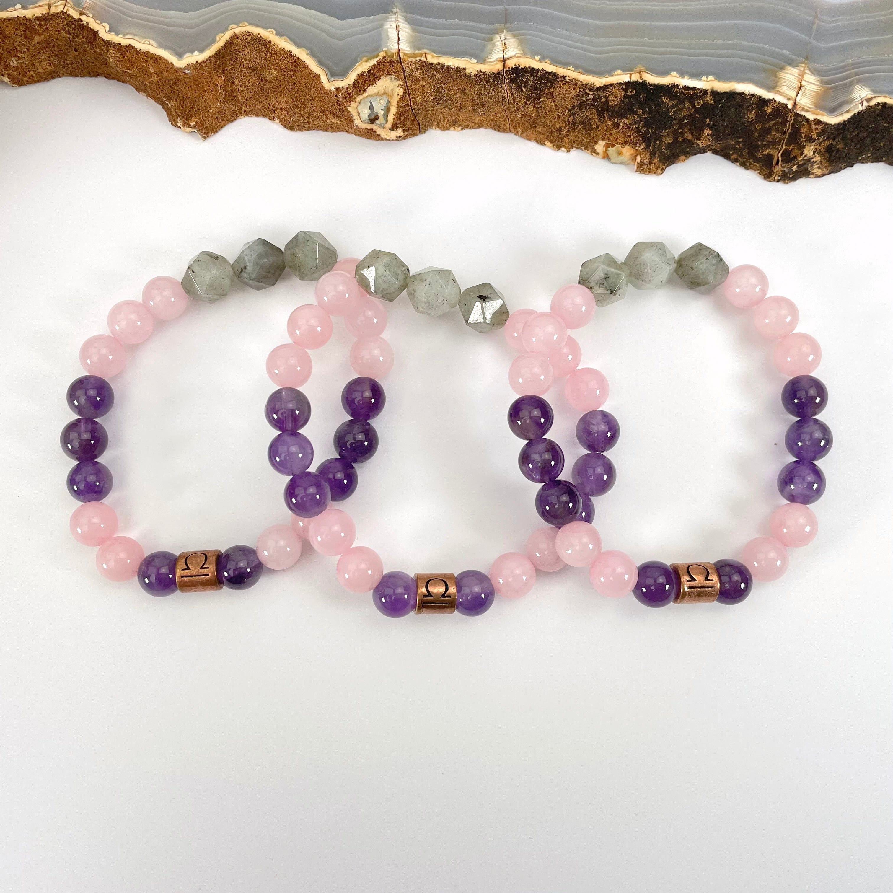 Libra Zodiac Gemstone Crystal Stretch Bracelet