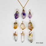 Angel Aura Crystal Point Pendants - Electroplated Silver or Gold Hoop Bails