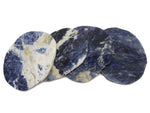 Natural Stone Rose Quartz, Smokey Quartz, Sodalite, Coasters with Polished Edges