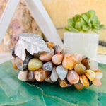 Polished Agate Stone Grape Cluster with Silver Leaf