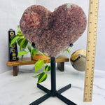 Amethyst Purple Cluster Crystal Heart On Stand