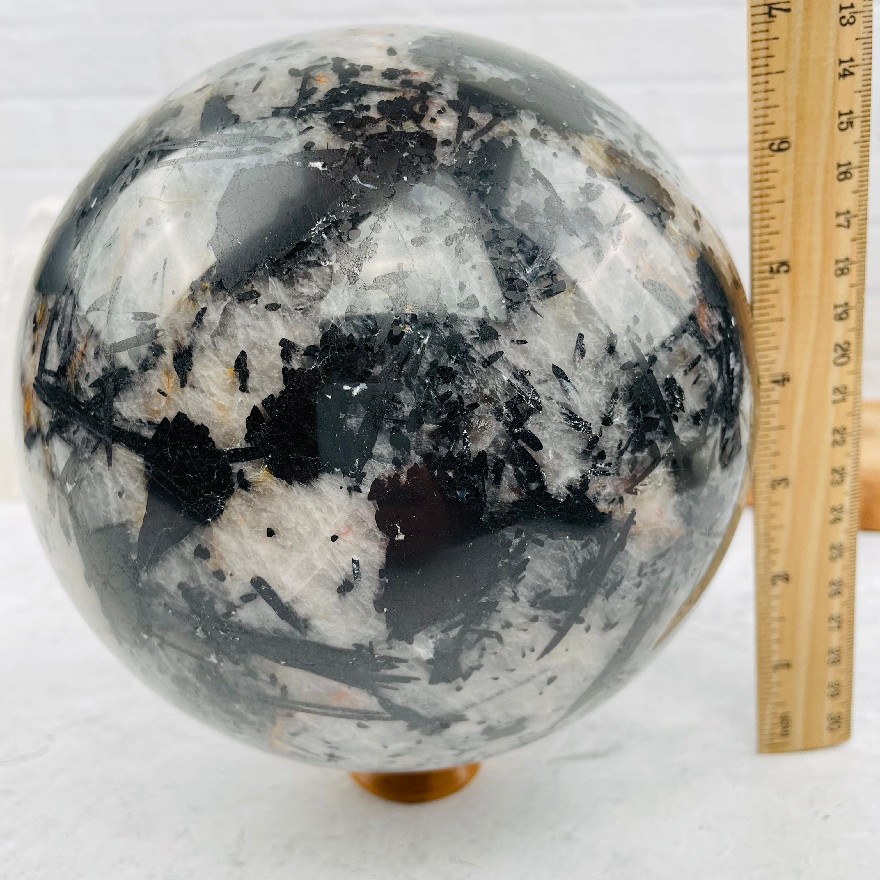 Black Tourmilated Quartz Gigantic Sphere - OOAK -