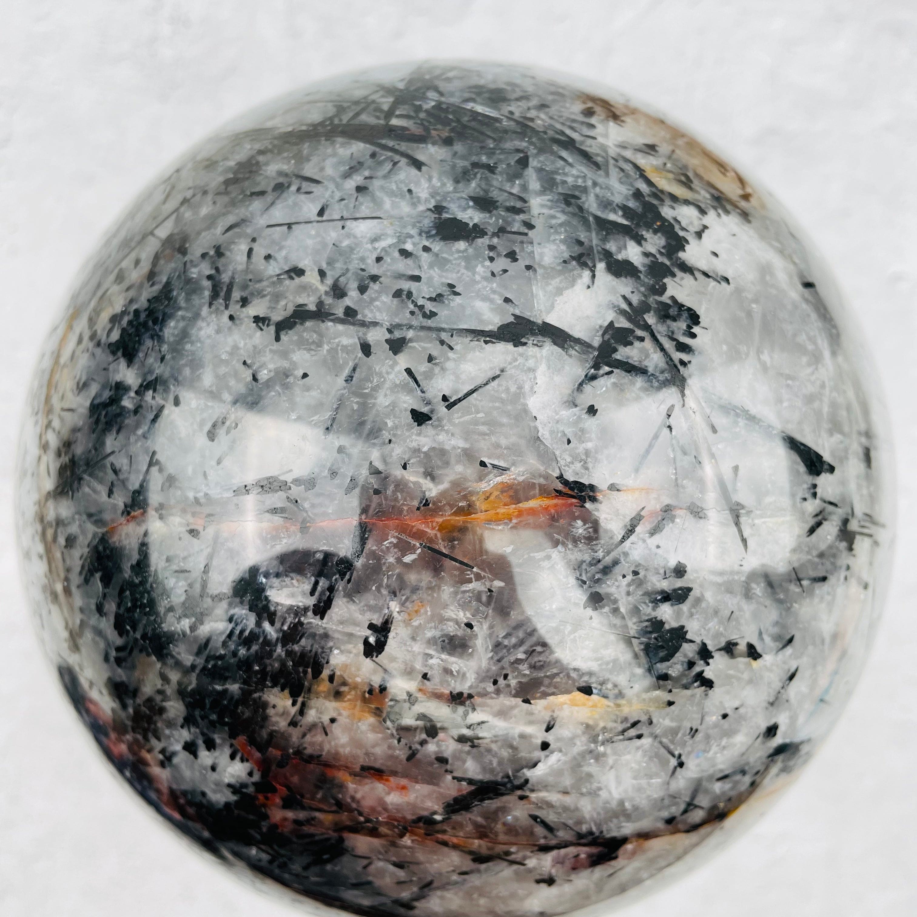 Black Tourmilated Quartz Massive Sphere - OOAK -