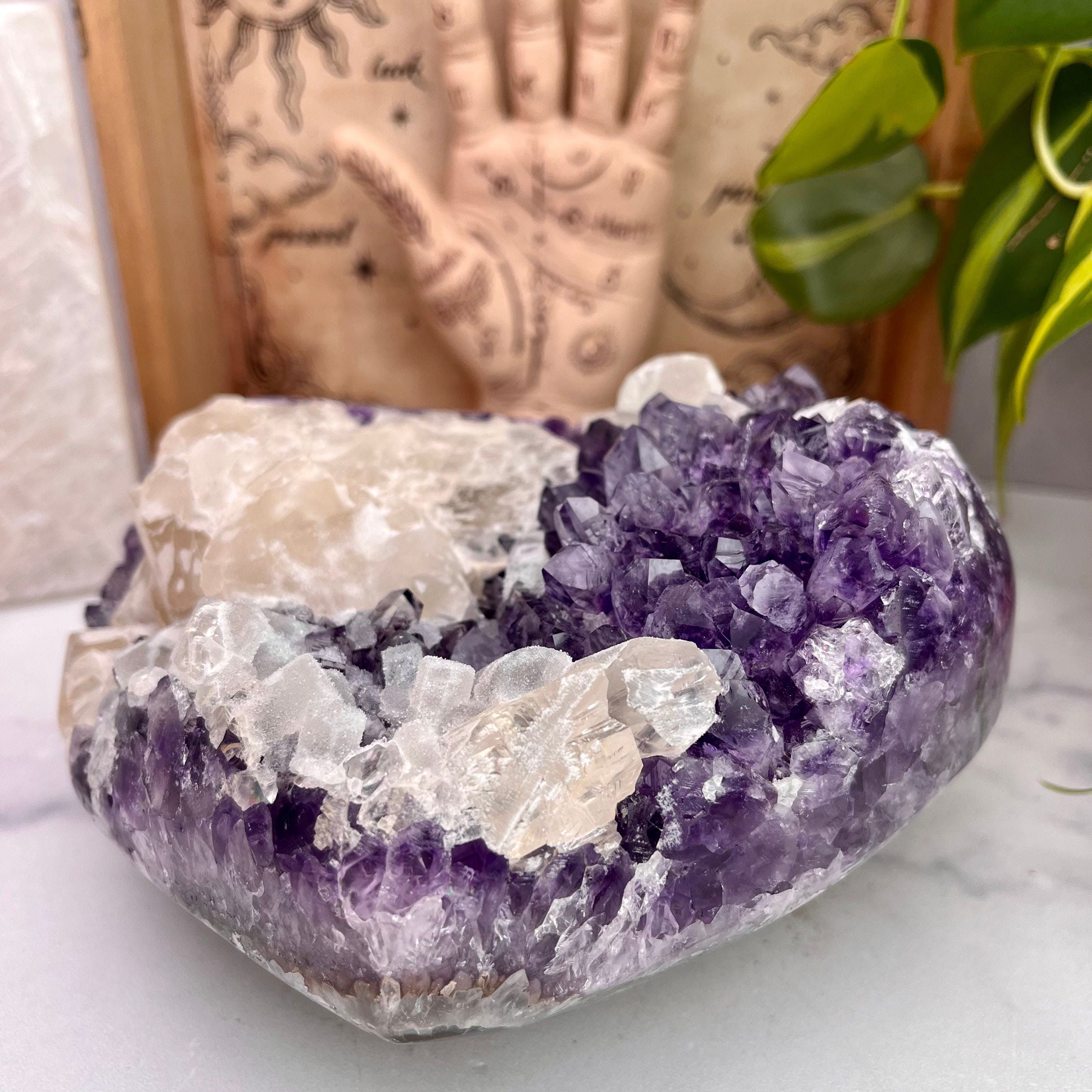 Purple Amethyst Cluster Heart