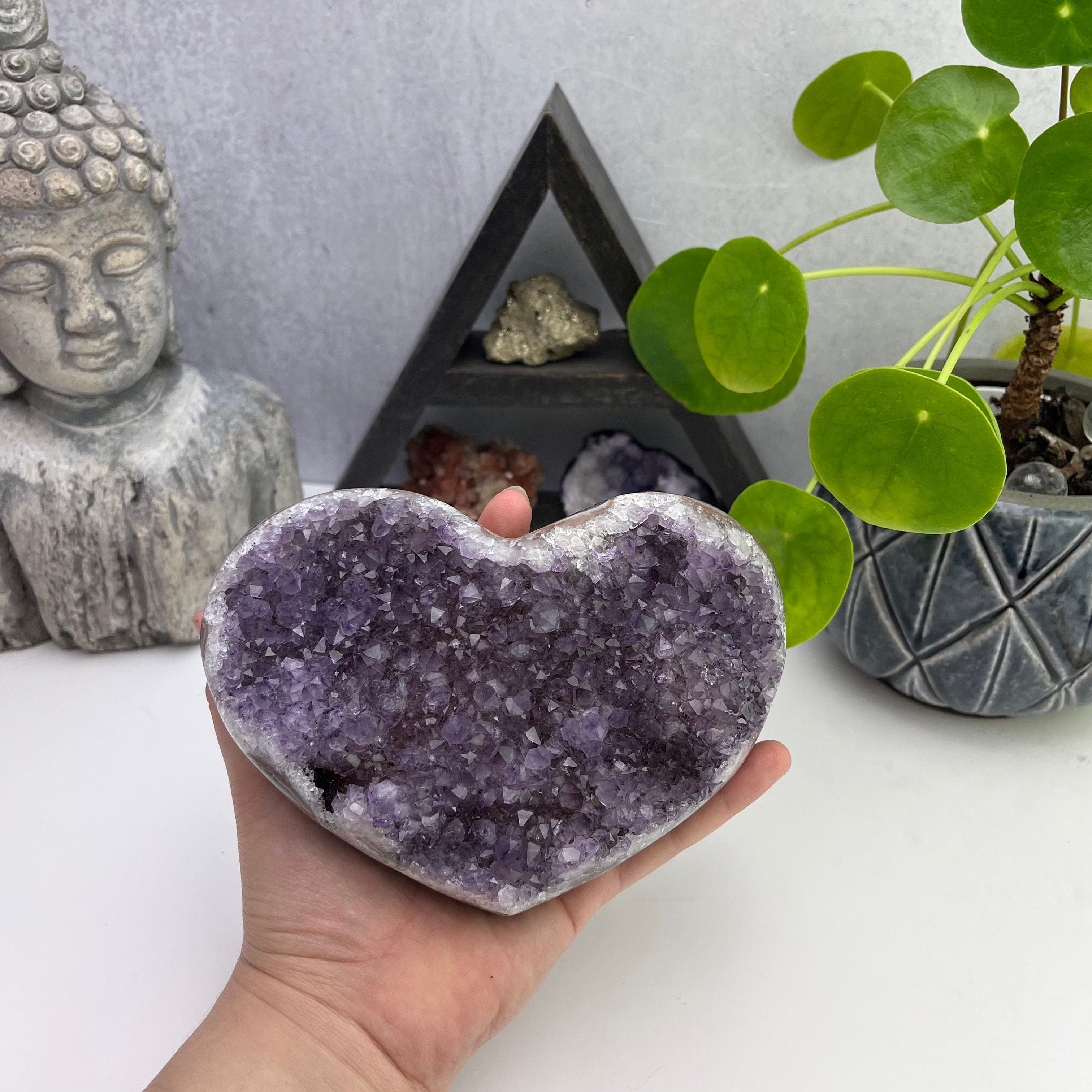 Amethyst Crystal Purple Druzy Heart