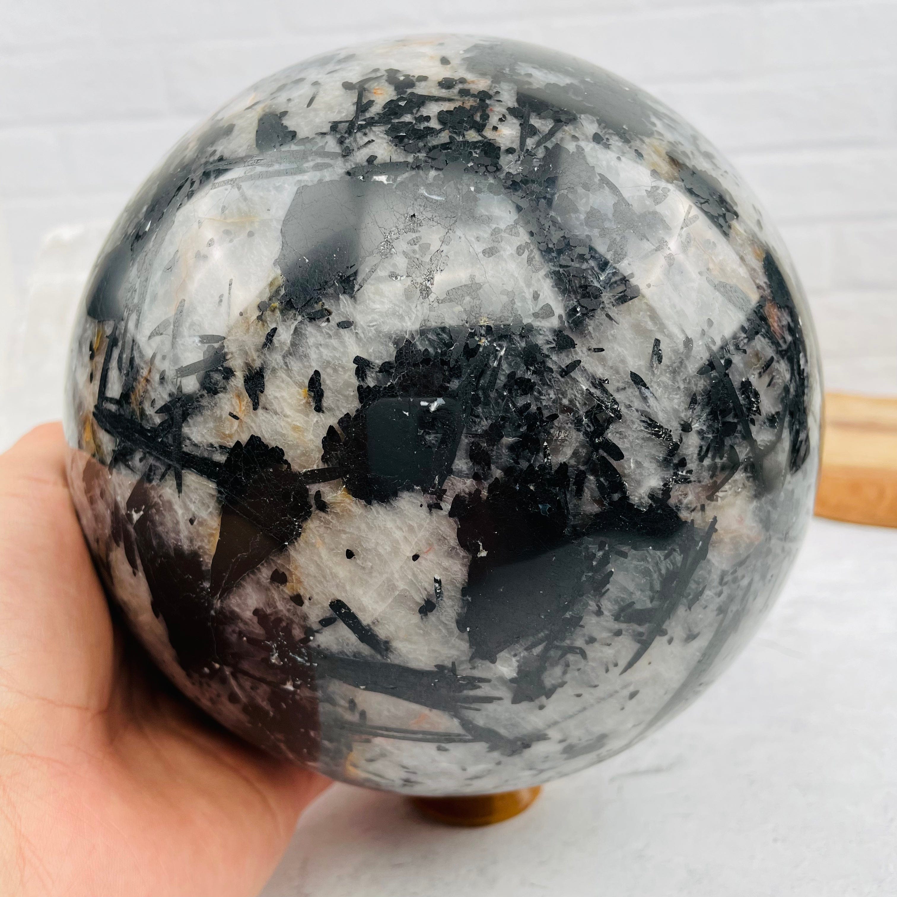 Black Tourmilated Quartz Gigantic Sphere - OOAK -