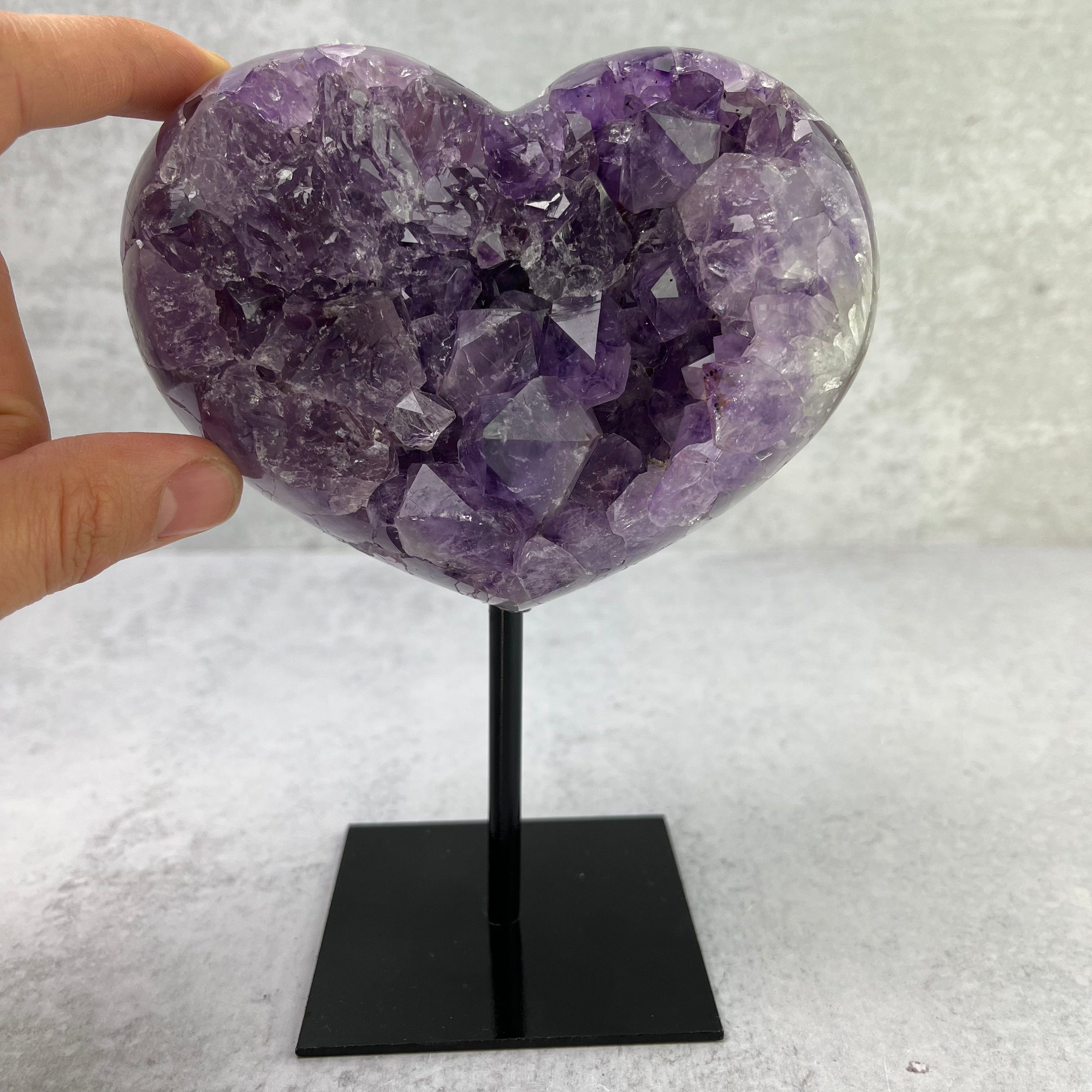 Amethyst Purple Heart Cluster on Metal Stand- OOAK -